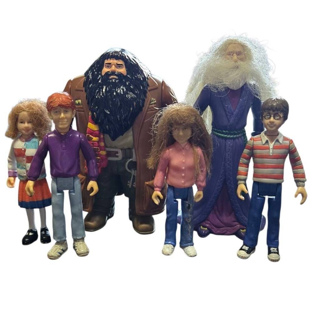 Harry Potter Vintage Figures Warner Bros 2002 Dumbledore Harry Hagrid Hermione R